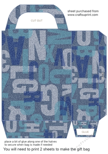 Blue denim word art gift bag 7