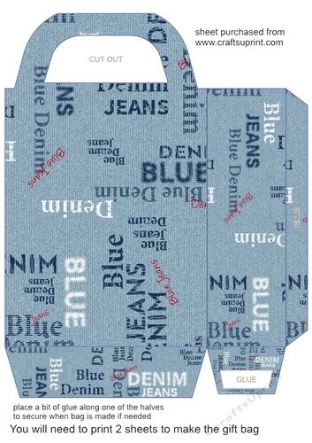 Blue denim word art gift bag 8