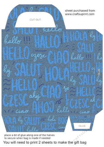 Blue denim word art gift bag 9