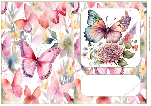 Pink butterflies cut and fold card 1