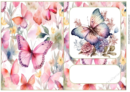 Pink butterflies cut and fold card 2