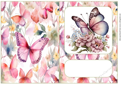Pink butterflies cut and fold card 3