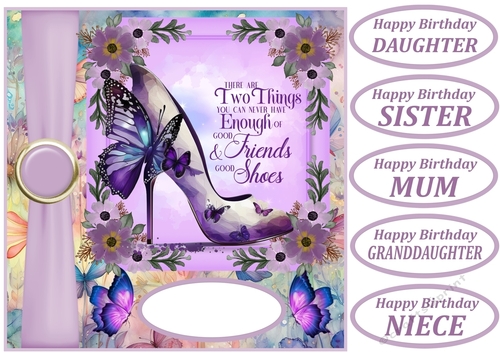 Purple butterfly shoe card front 4