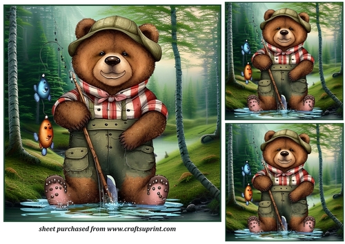 3 Fishing bear card fronts/toppers 4