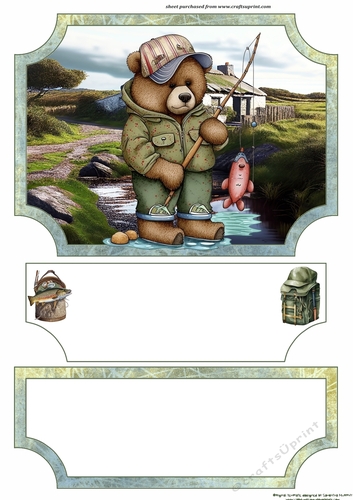 Bear fishing easel topper and layered stopper(no base) 2