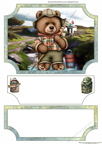 Bear fishing easel topper and layered stopper(no base) 3