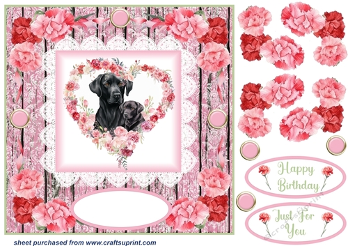 Pink carnation Mother and Baby card front 1