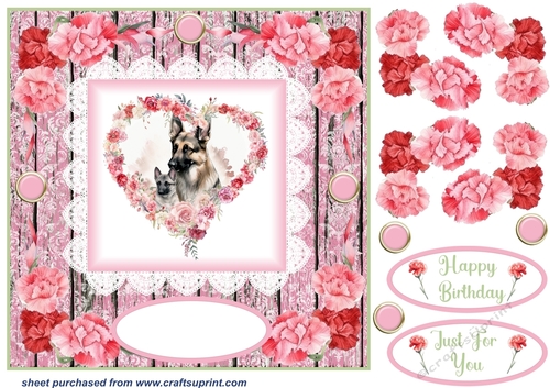Pink carnation Mother and Baby card front 2