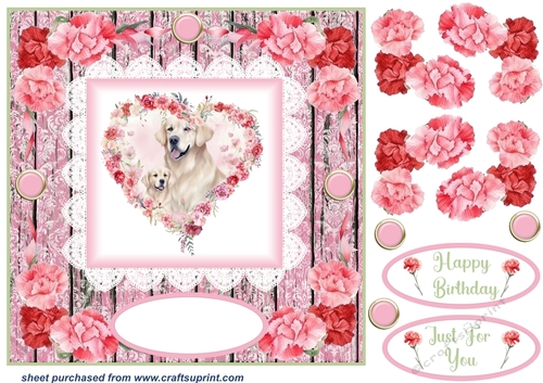 Pink carnation Mother and Baby card front 3