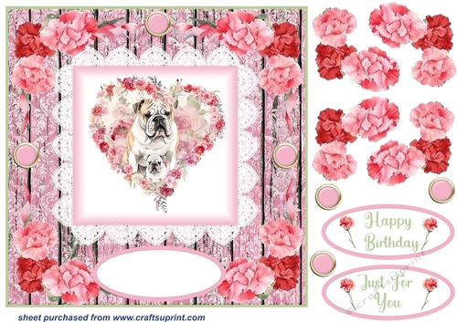 Pink carnation Mother and Baby card front 4