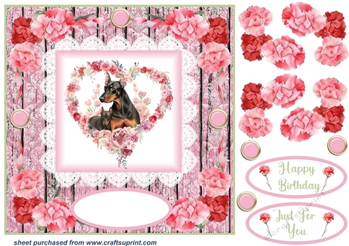 Pink carnation Mother and Baby card front 7
