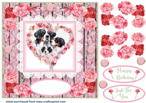 Pink carnation Mother and Baby card front 8
