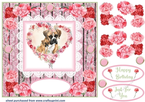 Pink carnation Mother and Baby card front 9