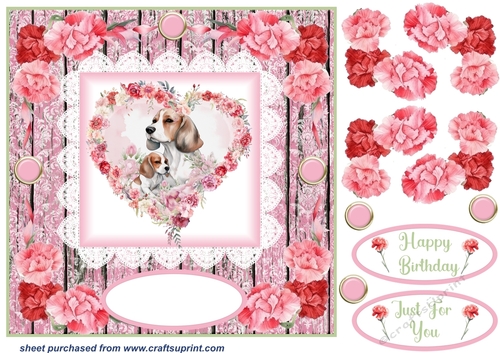 Pink carnation Mother and Baby card front 11