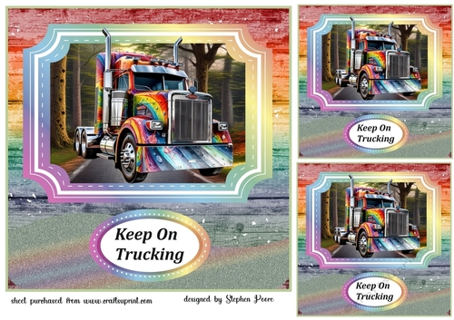 3 Rainbow Keep Trucking card fronts/toppers 1