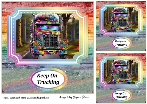 3 Rainbow Keep Trucking card fronts/toppers 2