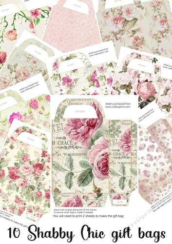 10 Shabby Chic gift bags kit