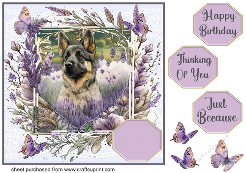 Pup in lavender card front 3