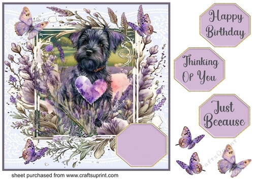 Pup in lavender card front 4