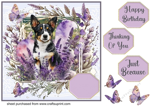 Pup in lavender card front 9