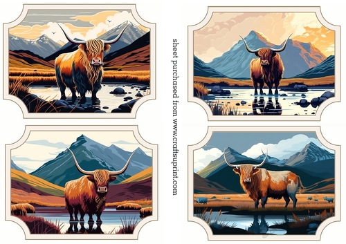 4 Highland cow toppers
