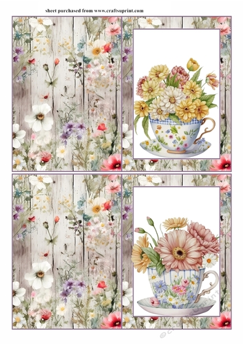 2 Floral tea cup notelets (with room for greeting) 3