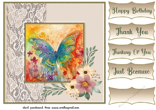 Colourful butterfly card front 1