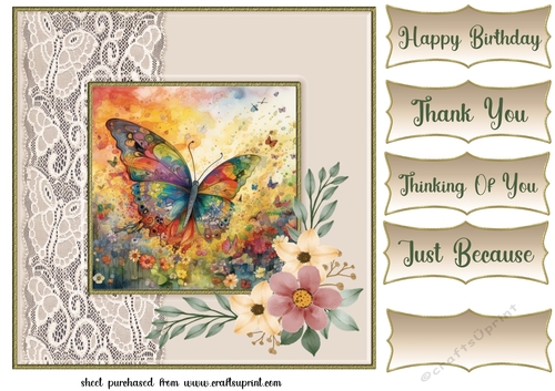 Colourful butterfly card front 2