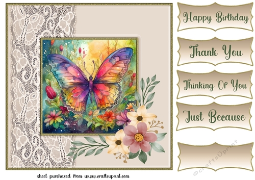 Colourful butterfly card front 3