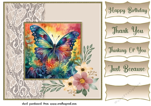 Colourful butterfly card front 4