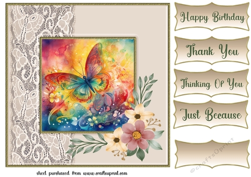 Colourful butterfly card front 5
