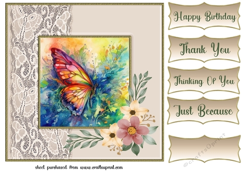 Colourful butterfly card front 6