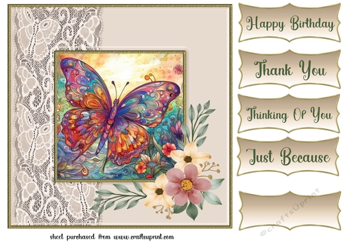 Colourful butterfly card front 7