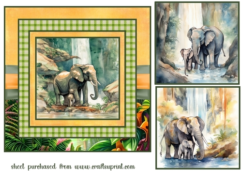 Elephant with baby card front 5