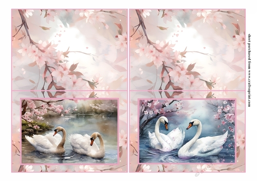 Pink pair of swans notelet 2