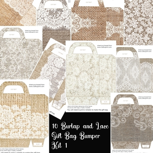 10 Burlap and lace gift bag bumper kit 1