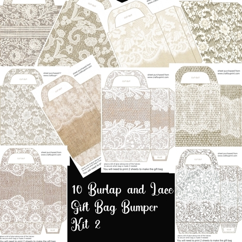 10 Burlap and lace gift bag bumper kit 2