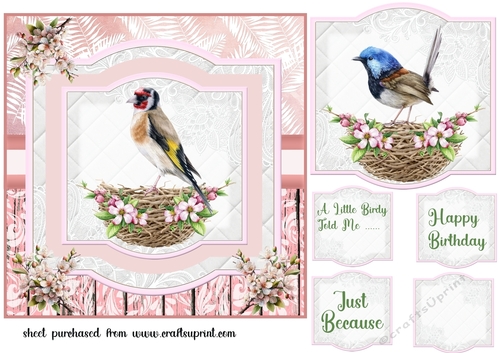 Cherry blossom bird card front 3