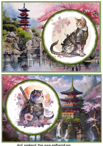 2 Samurai cats card fronts/toppers 1