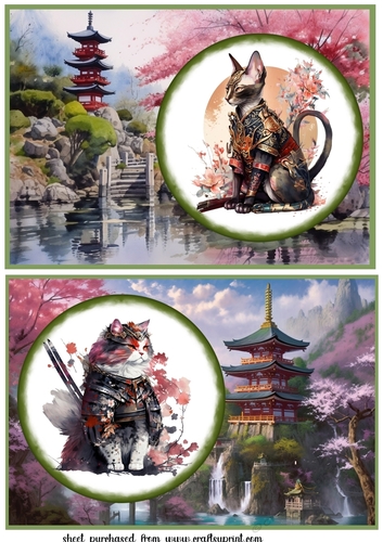 2 Samurai cats card fronts/toppers 3