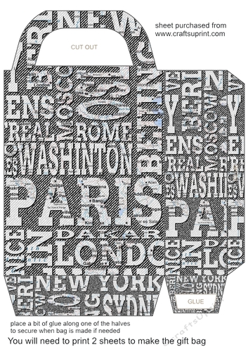 Black denim word art gift bag 1
