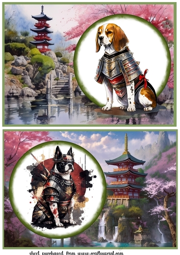 2 Samurai dog card fronts/toppers 1