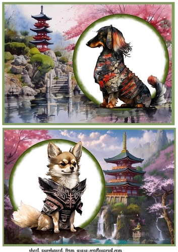 2 Samurai dog card fronts/toppers 2