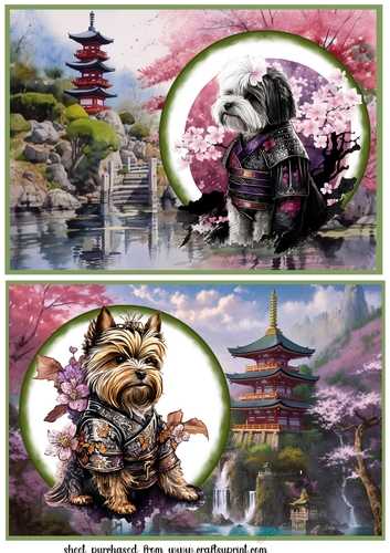 2 Samurai dog card fronts/toppers 4