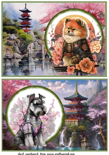 2 Samurai dog card fronts/toppers 5