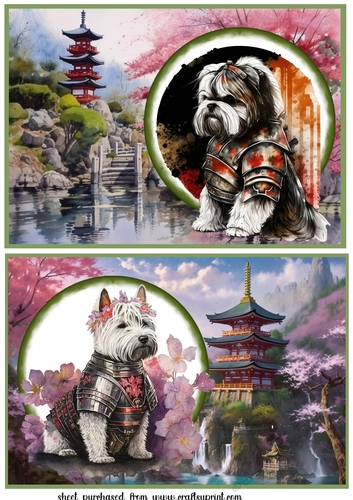2 Samurai dog card fronts/toppers 6