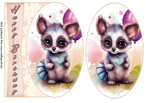 Birthday animal card front 10