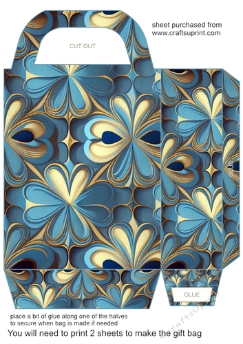 Blue and gold patterned gift bag 2