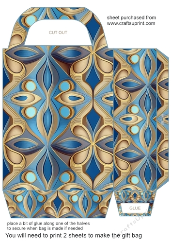 Blue and gold patterned gift bag 3