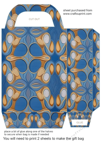 Blue and gold patterned gift bag 4